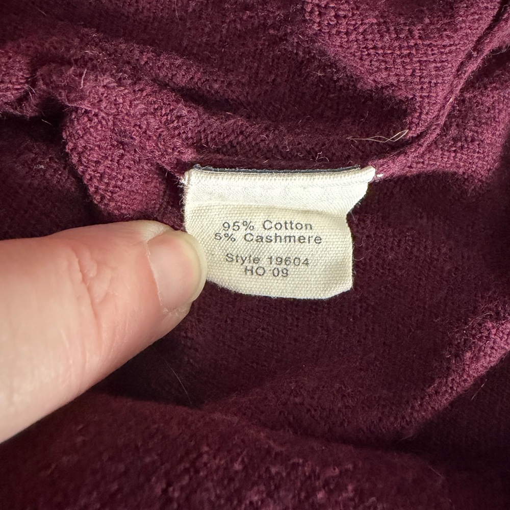 J. Crew Cashmere Cotton Blend V-Neck Sweater in Maroon Men’s Medium - Picture 9 of 10